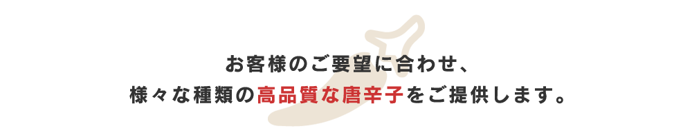 お客様のご要望に合わせ、様々な種類の高品質な唐辛子をご提供します。